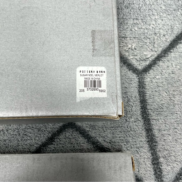 Pottery Barn Peace and Noel Sugar Coated Merlot Christmas Holiday Ornaments V - Picture 5 of 6